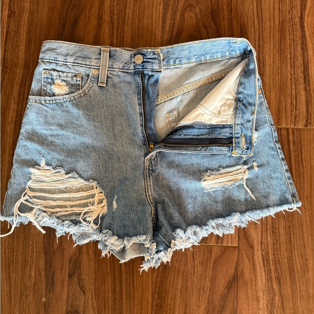 Levi's Light Blue Distressed Cutoff Denim Shorts